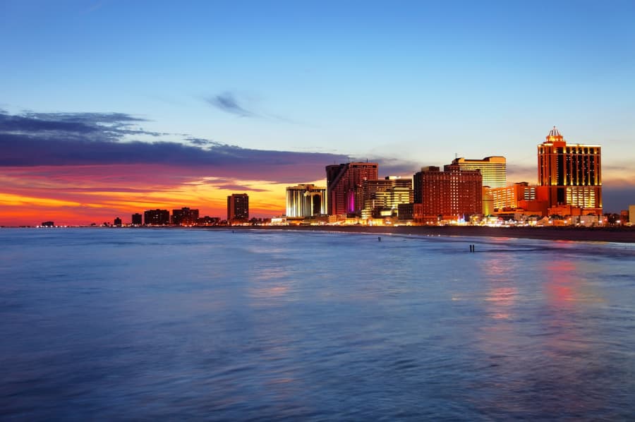Atlantic City casinos and hotels along oceanfront