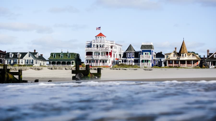 Cape May Victorian houses as seen from the beach