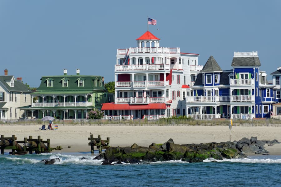 Houses along the beach in Cape May