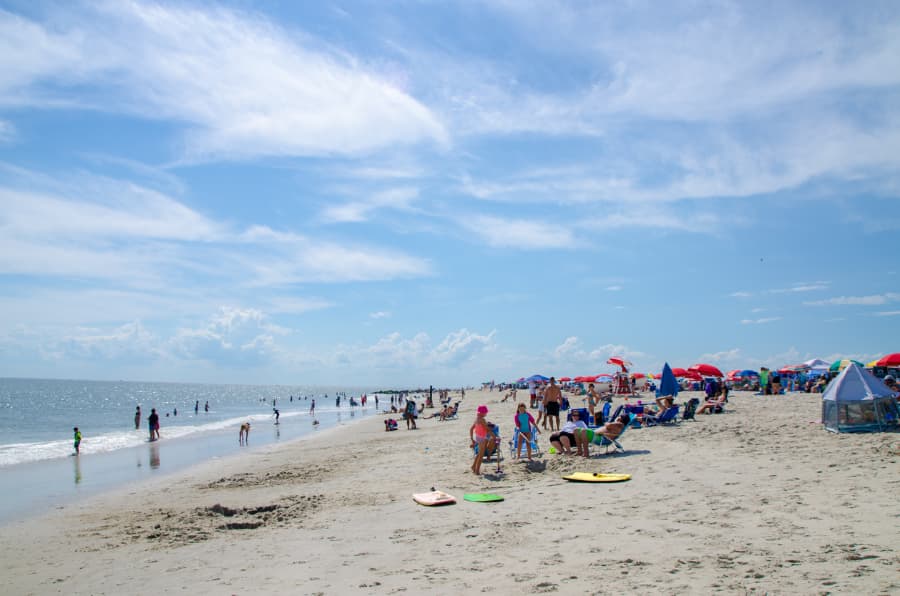 Cape May beach on Atlantic Ocean during summer day